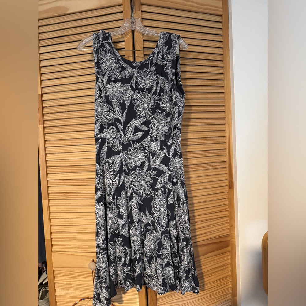 LOFT Black and White Floral Maxi Dress